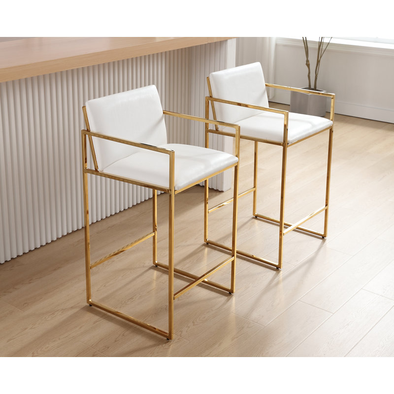 Tabouret de comptoir 25,5 po Ransford, Blanc / structure or