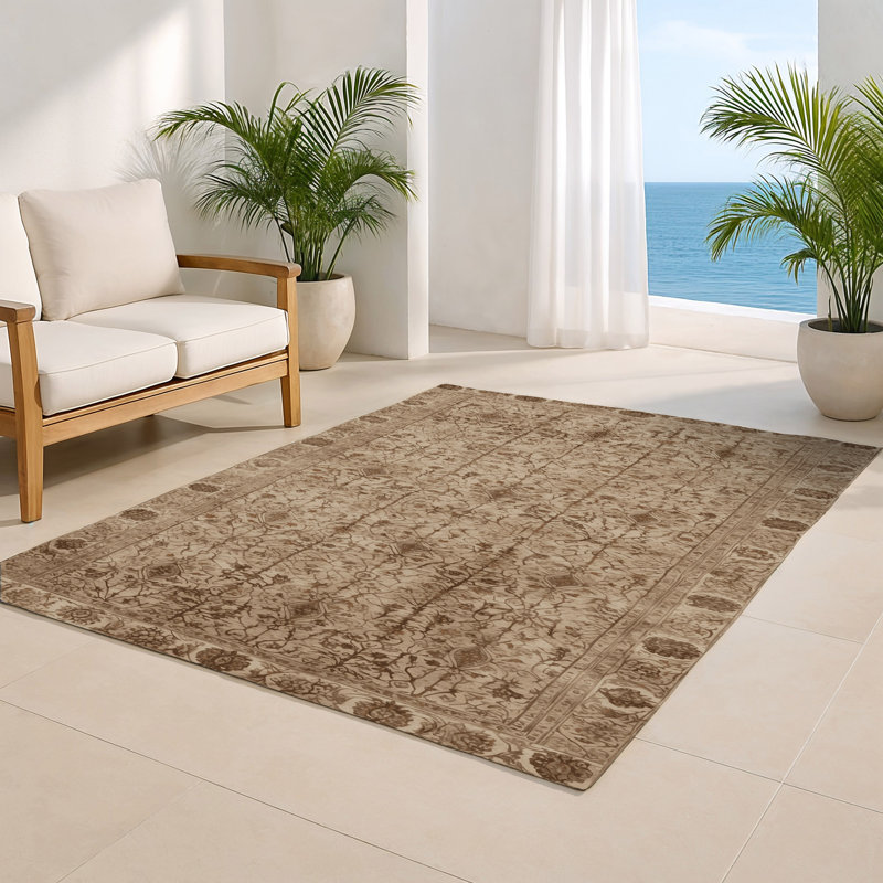 Tapis d'intérieur et d'extérieur brun Persian, Rectangulaire 8 pi x 10 pi