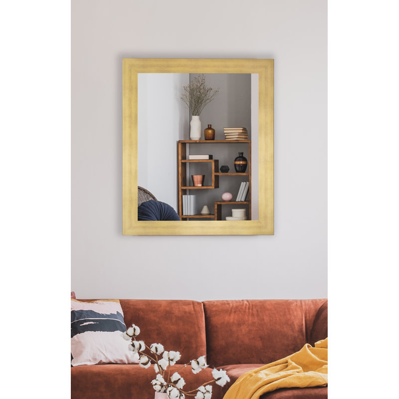 Engineered Wood Flat Mirror, Matte Gold, 33" x 58"