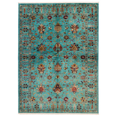 Tapis moderne Ersari cyan 5 pi 9 po x 7 pi 11 po