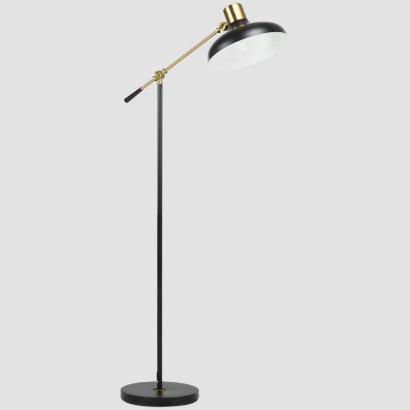Stevani Adjustable Floor Lamps for Living Room, Standing Lamp for Bedroom with Balance Arm, Adjustable Head and Height, Tall Black and Gold Lamp (Bulb not Included)