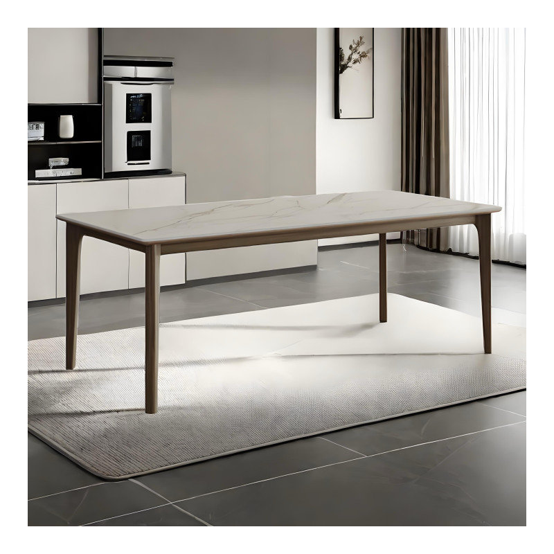 Table en bois massif Deliphon, H 29,52 po x L 62,99 po x l 31,49 po, Gris clair