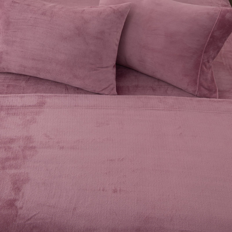 Ensembles de draps en velours ultra doux, Reine, Rose