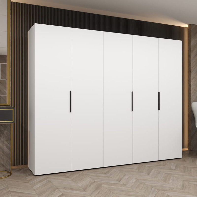 Marbella I Hinged Door Wardrobe 250cm - Elegant Storage with Subtle Modern Flair, White