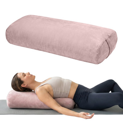 Rectangular Yoga Bolster Pillow with Removable Velvet Cover and Carry Handle for Restorative Yoga and Meditation
