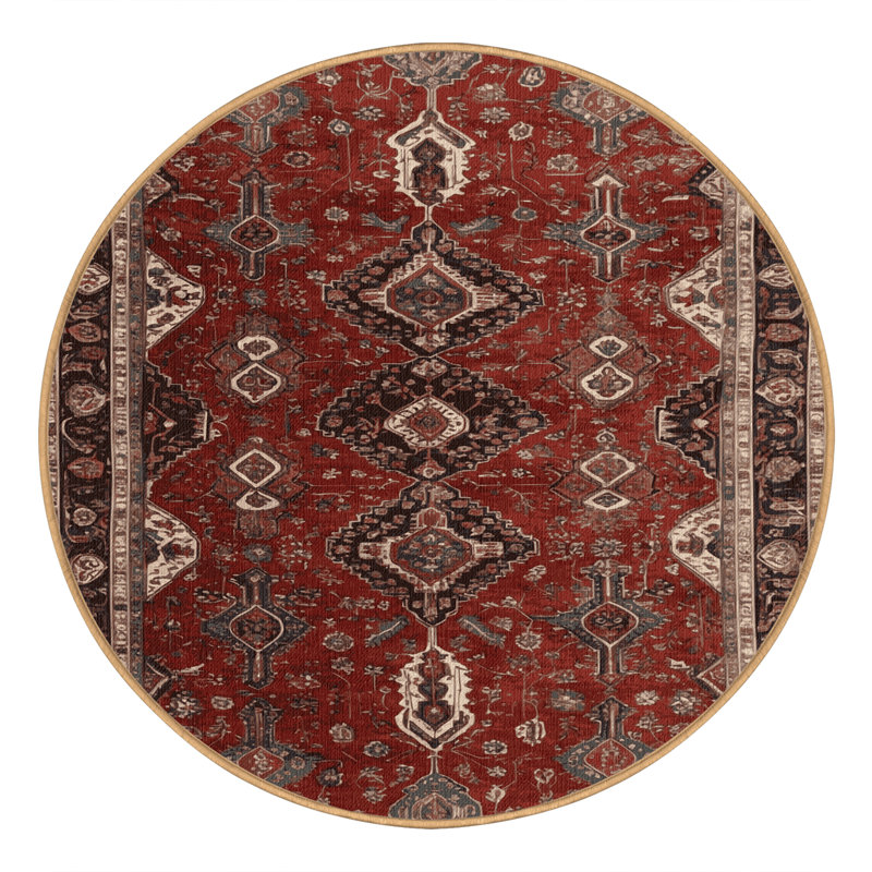 Tapis brun lavable à la machine, Rond 4 pi