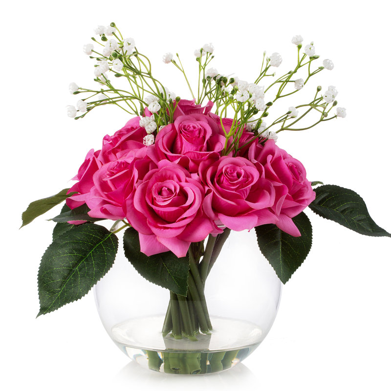 Mélange de fleurs dans un vase, Fuchsia