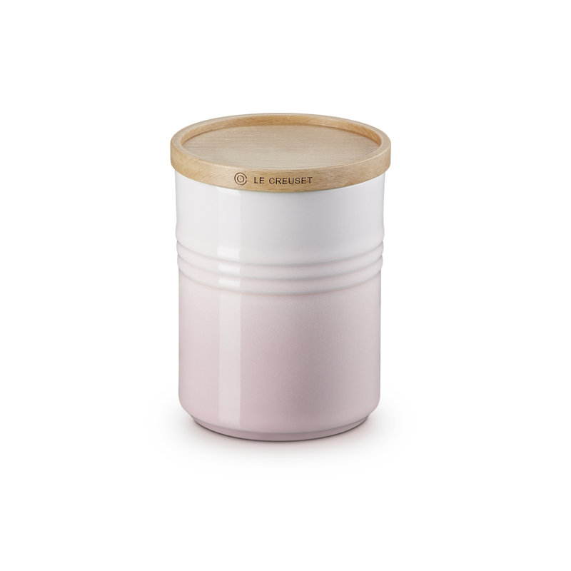 Le Creuset Stoneware Medium Storage Jar with Wooden Lid, Shell Pink