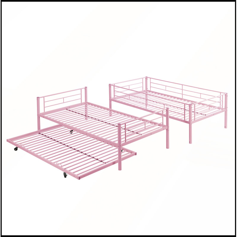 Lit superposé triple en métal robuste avec lit gigogne, conception peu encombrante pour les chambres modernes et un confort maximal