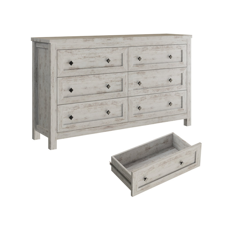 Commode 6 tiroirs Arlina, Blanc