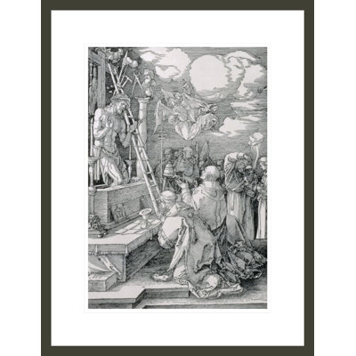 La messe de Saint Grégoire: le Christ apparaissant comme l'Homme des Douleurs, une représentation de la présence réelle du Christ pendant l'eucharistie (gravure sur bois) par Albrecht Dürer
