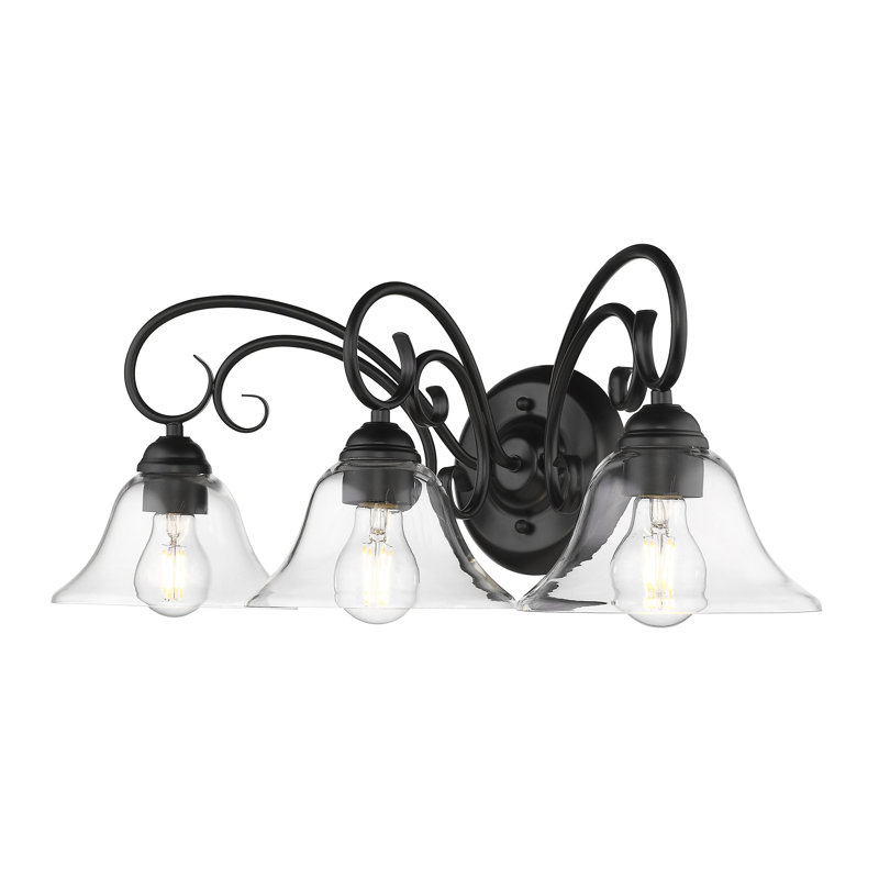 Éclairage pour meuble-lavabo à intensité variable Karcher, Noir mat, Verre transparent, Trois lumières
