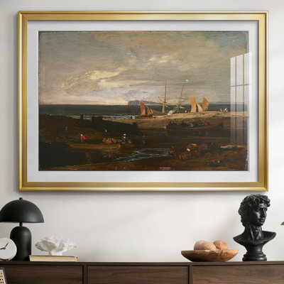 Coast Scene with Fishermen and Boats-J.M.W. Turner-Framed Print with Mat and glass-c. early 19th Century