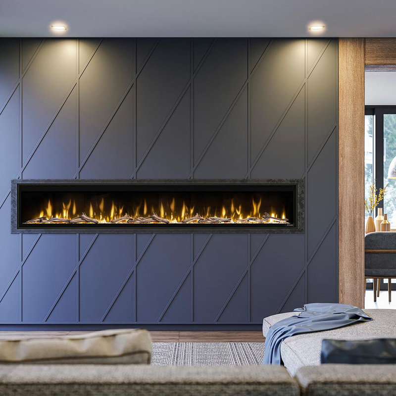 Evolve Black Electric Fireplace with 8530 BTU, 16.49" H x 101.41'' W x 5.79" D