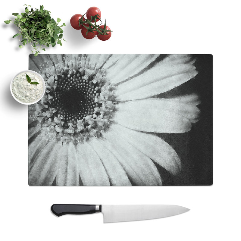 Tempered Glass Pretty Flower Chopping Board, 28.5 cm x 39 cm