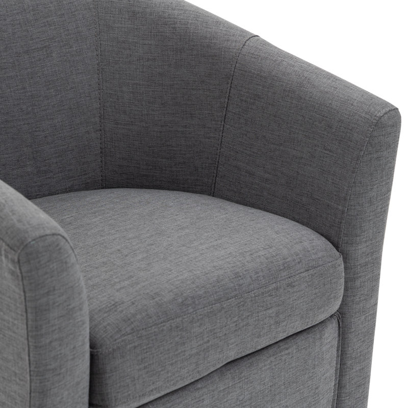 Aunna 78 Cm Wide Swivel Barrel Chair, Grey Linen Blend