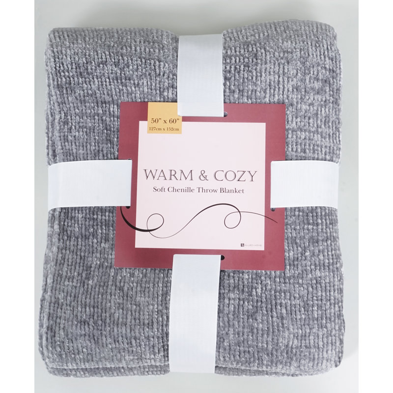 Jeté tissé en chenille, Gris