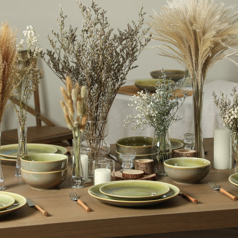 Stone Lain Riley 12-Piece Dinnerware Set Stoneware, Green