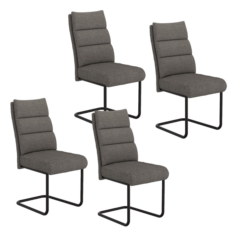 Chaise de salle à manger moderne en tissu et métal, ensemble de 4, Gris