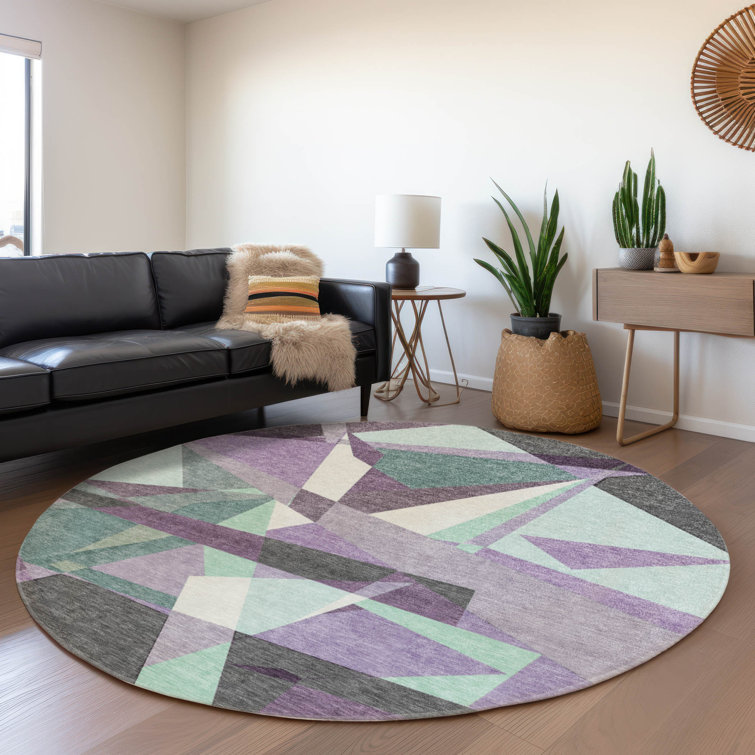 Machine Washable Indoor/Outdoor Claudian ACN1612 Purple Rug