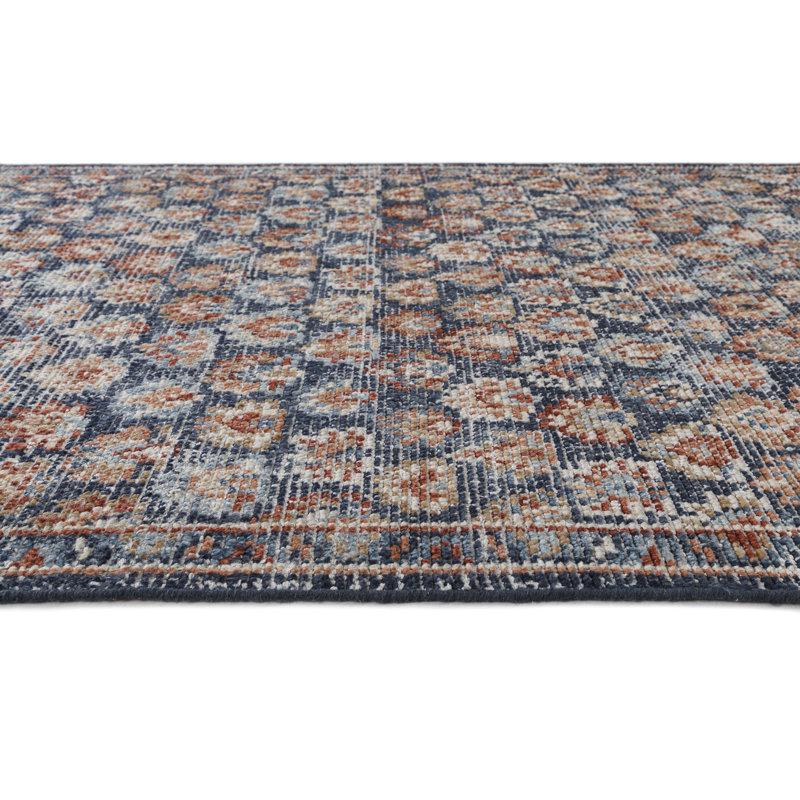 Handmade Blue Wool Floral 8' x 10' Area Rug