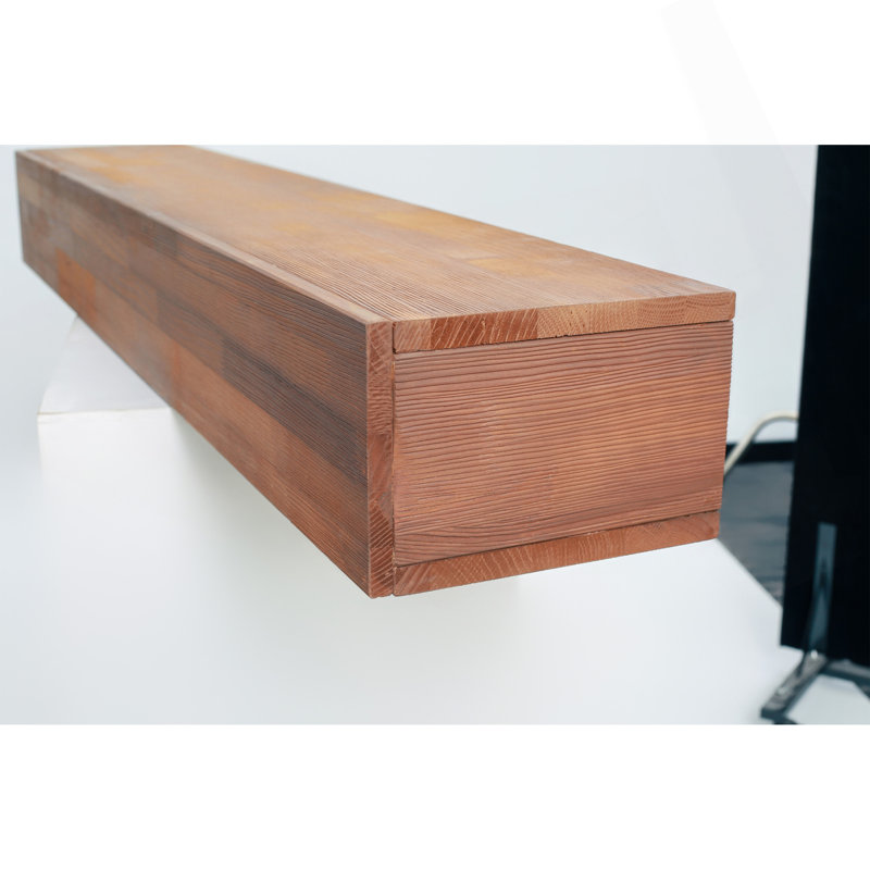 Manteau de cheminée 72 "en bois rustique, tablette murale et flottante pour la décoration intérieure, Marron clair