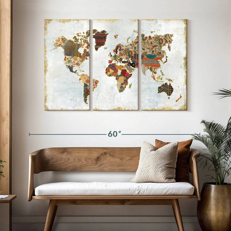 Aliaz Pattern World Map, 32" H x 50" W