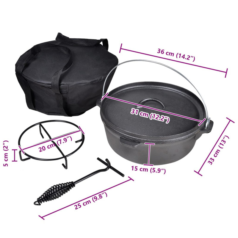 Symple Stuff Cast Iron Dutch Oven, 5.6 L