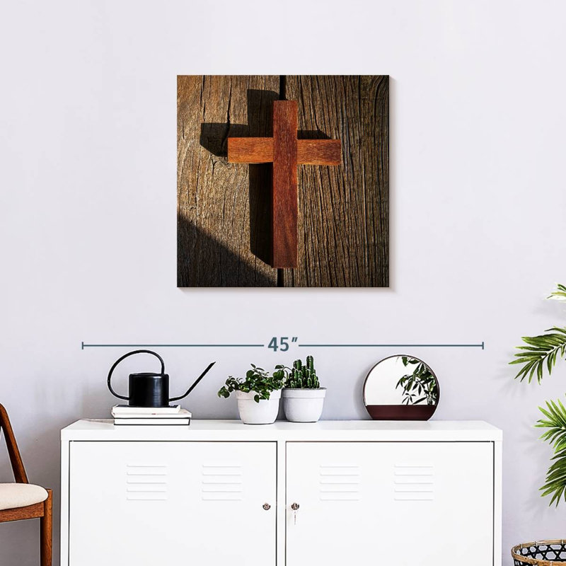 Adella Sunlit Wooden Cross, 24" H x 24" W