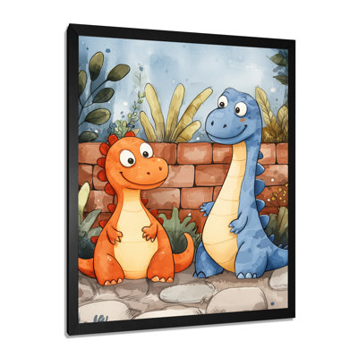 Funny Family Of Dinosaur Cartoon II - Dinosaur Wall Art
