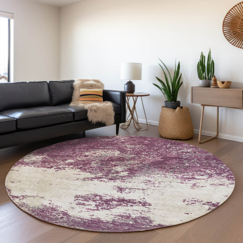 Premium Machine Washable Birchview AMF1027 Modern Rug, Round 8'