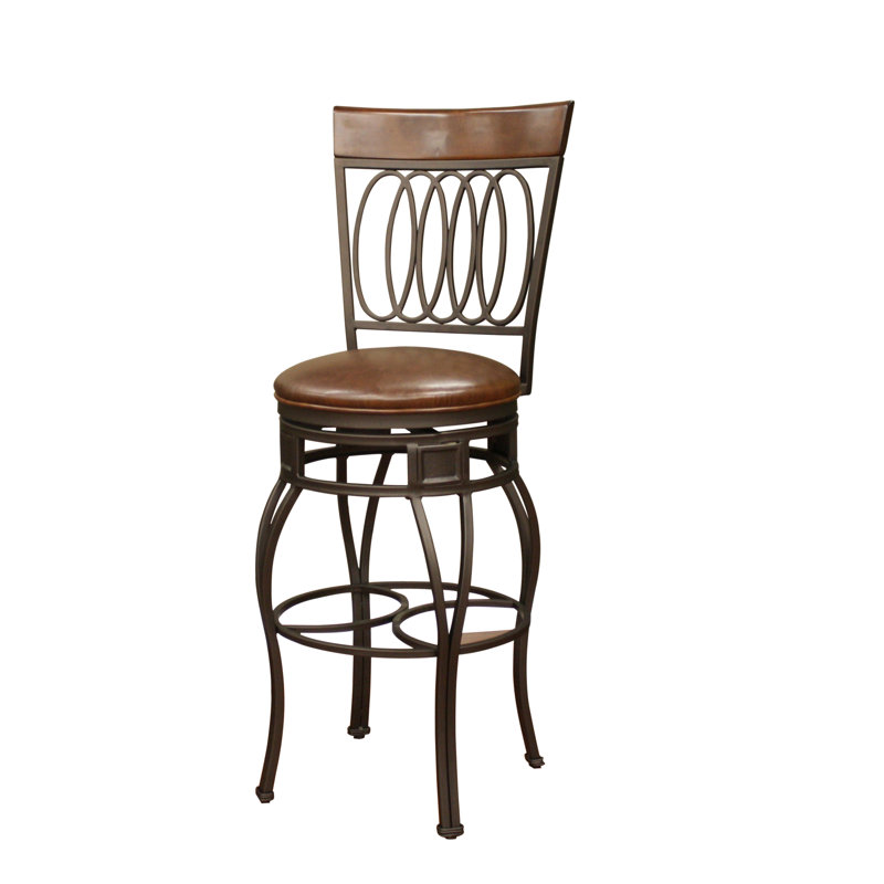 Tabouret Capri en poivre et cuir bourbon, 26"