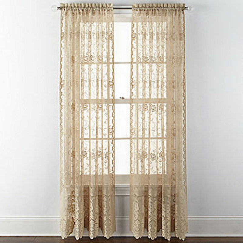 Nesbit Semi Sheer Curtain Single Panel, Linen, 56" W x 45" L