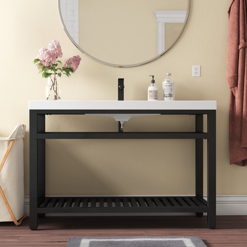 Raya 48'' Single Bathroom Vanity with Resin Top, Black