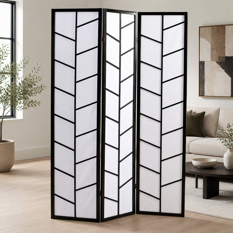 3-Panel Climbing Screen Room Divider, Black