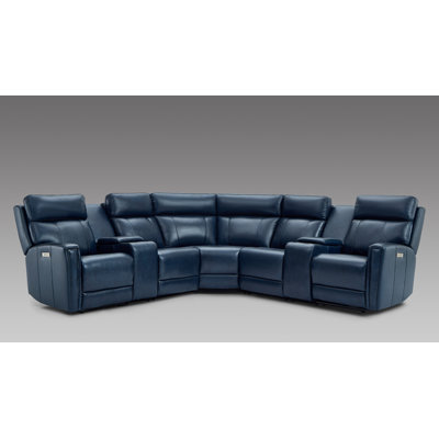 Canapé modulaire inclinable en cuir de 116 po