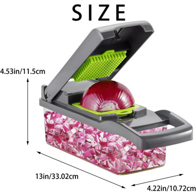 Vegetable Chopper Onion Cutter, 12 In 1 Professional Mandoline Slicer For Kitchen, Multifunctional Food Chopper For Potato, Tomato, Veggie With Strain -  Anadea, M022191