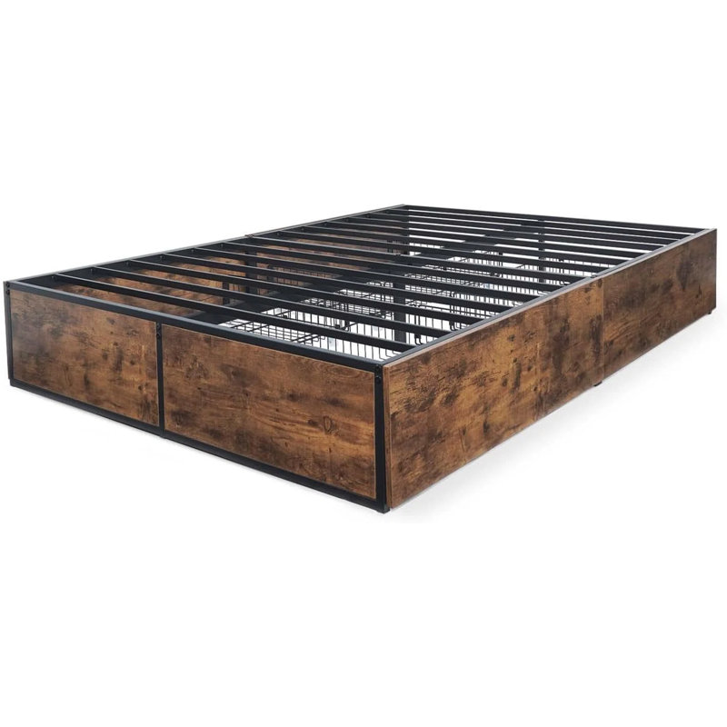 Structure de lit CAPHAUS Meghans avec base de matelas, support de lattes, chêne rustique, Double