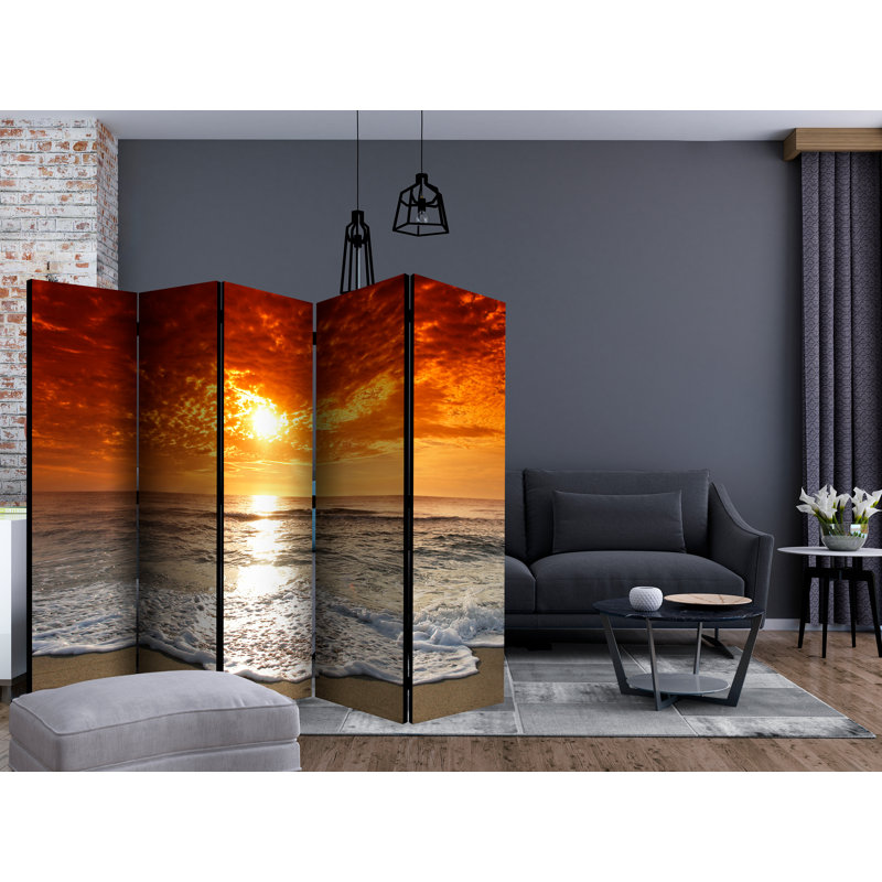 Halper 225 cm W x 172 cm H 5 - Panel Solid Wood Folding Room Divider
