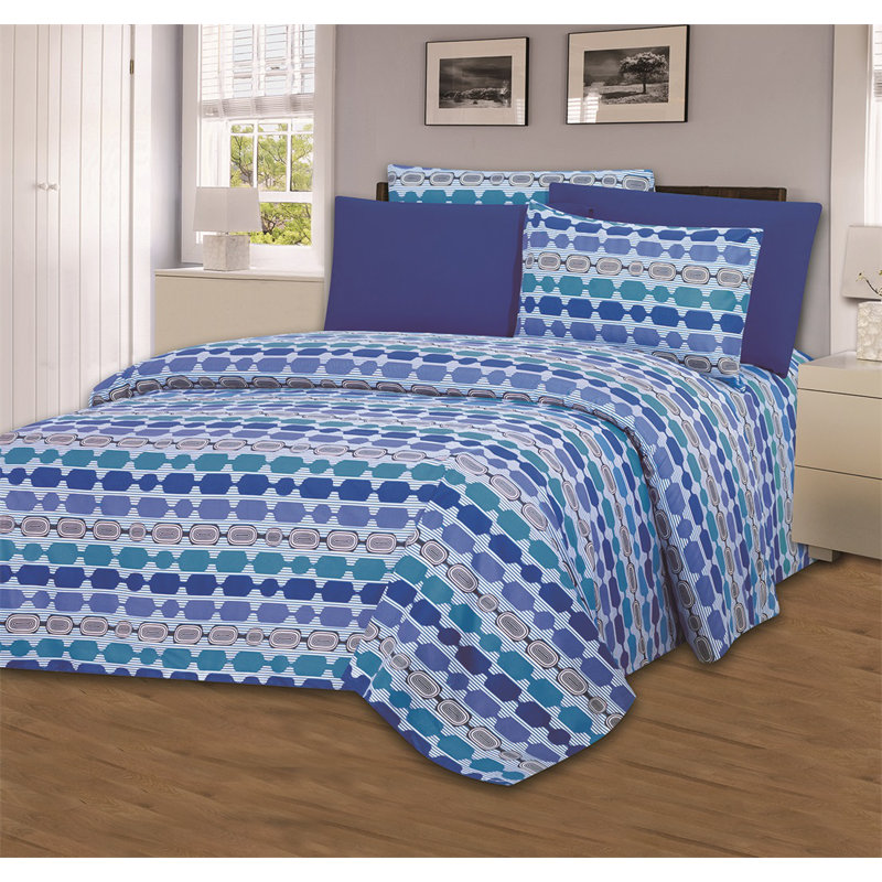 Hotel London Egyptian Cotton Striped Sheet Set, Purple, Full Sheet Set with 2 Pillowcases