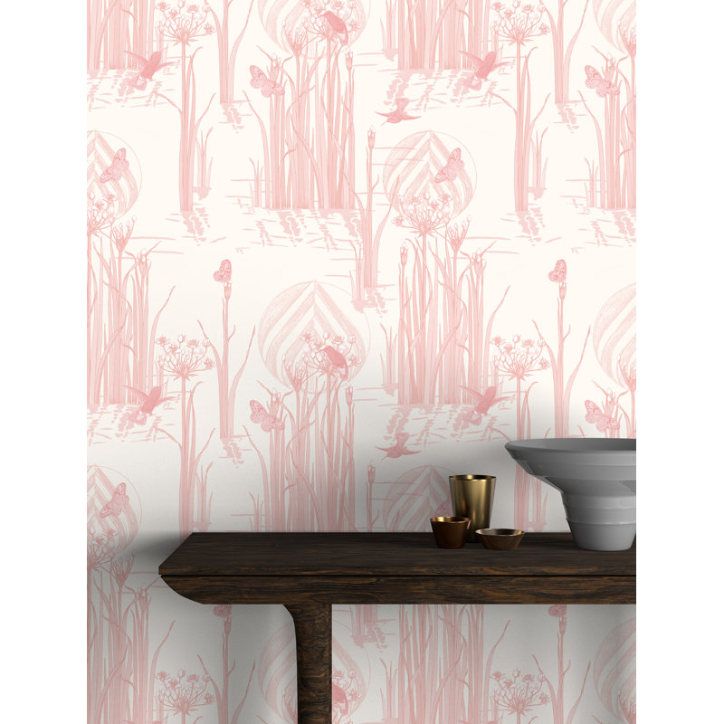 Yuki Osada Floral Wallpaper Double Roll, Pink/White