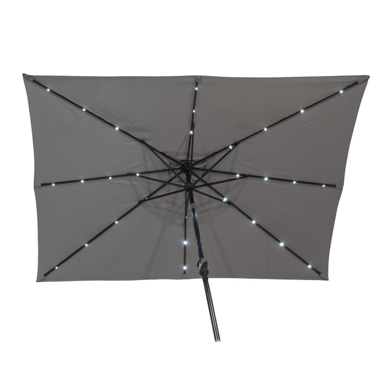 Parasol de marché rectangulaire à DEL 8,75 pi x 6,8 po Devault, Gris
