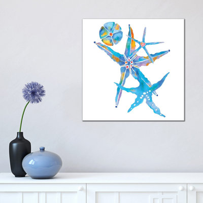 Three Starfish And A Sand Dollar by Jo Lynch - Wrapped Canvas Gallery-Wrapped Canvas Giclée
