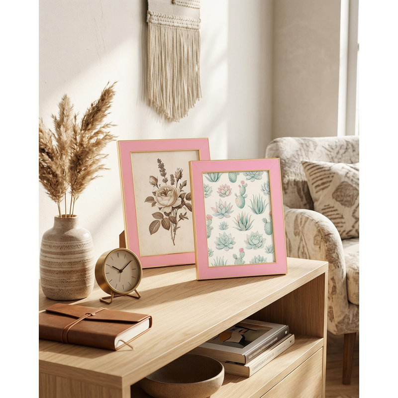 Ensemble de cadres photo rose, verre véritable, Pink, 4" x 6"