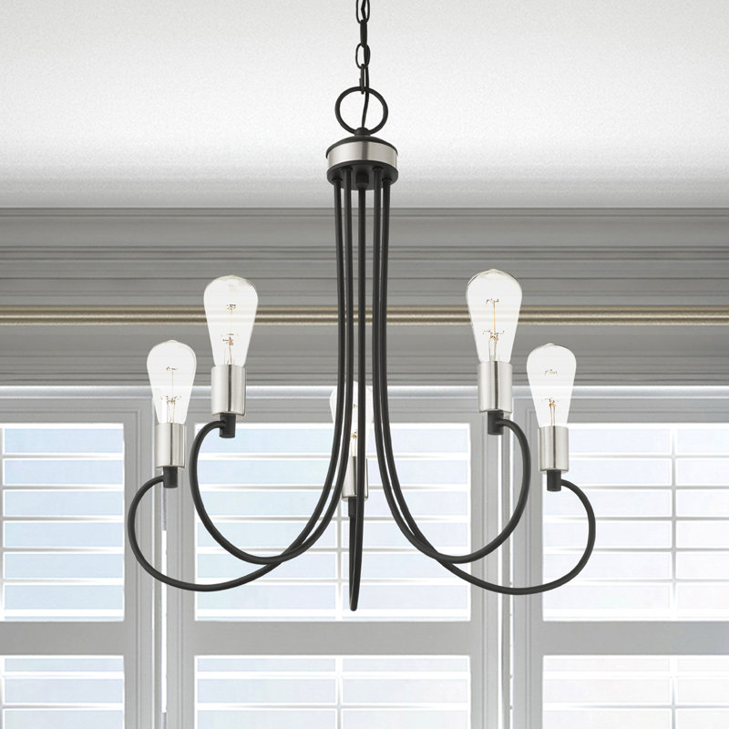Hitterdal 7 - Light Steel Dimmable Classic / Traditional Chandelier, Black, 7 Lights