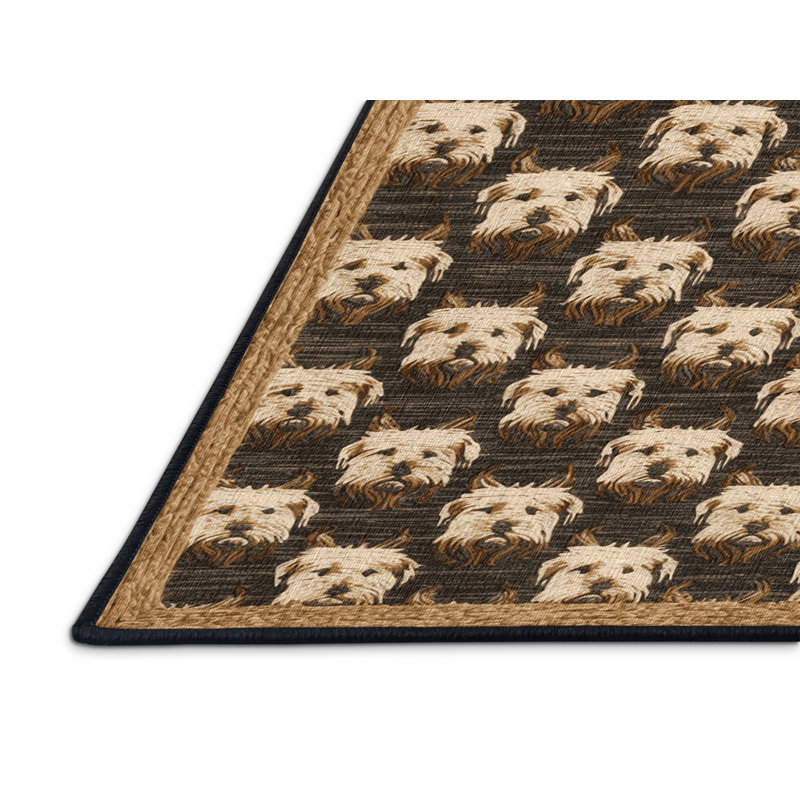 Washable Scottish Terrier Dogs Area Rug, Runner 2' x 4'