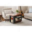 Table basse / table d'appoint moderne 27,6 po avec plateau pliable et roulettes, rangement à plusieurs niveaux-1712722334