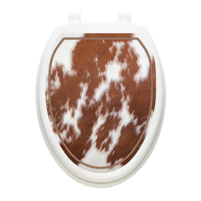 Décalcomanie de siège de toilette en cuir de vache Western, Allongé