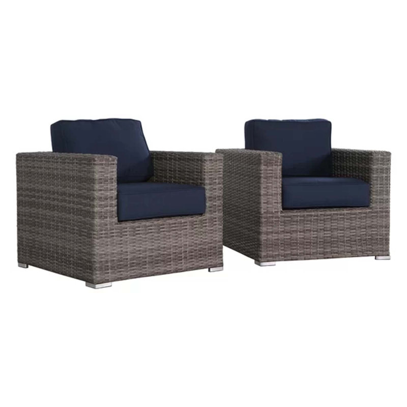 Fauteuil club en osier, 2, Marron foncé, Marine