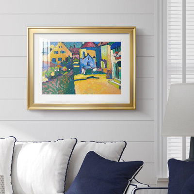 Murnau, Houses in the Obermarkt-Wassily Kandinsky-Framed Print with Mat and glass-1908